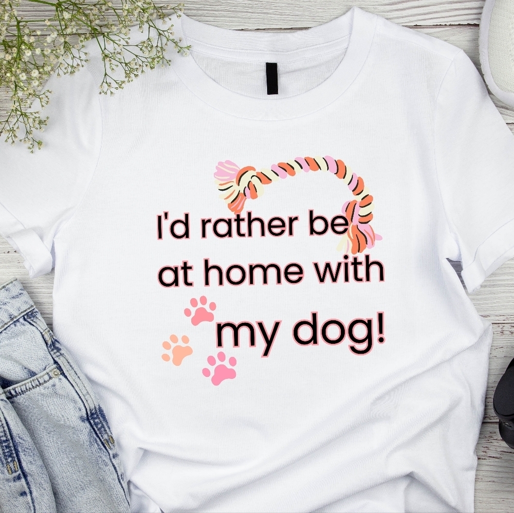 Short Sleeve Unisex Tee: I'd Rather be Home with My Dog